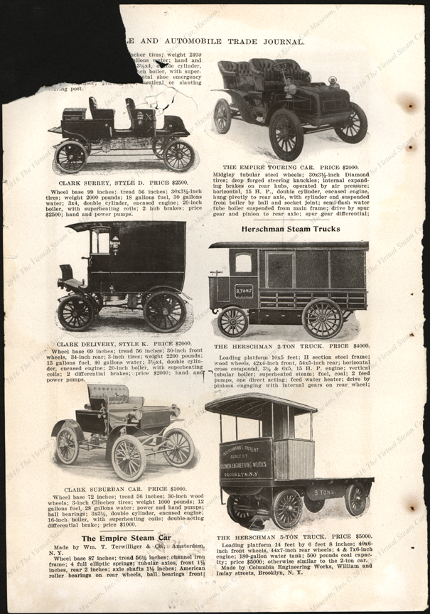 Edward S. Clark Steam Car in Cycle and Automobile Trade Journal, date unknown